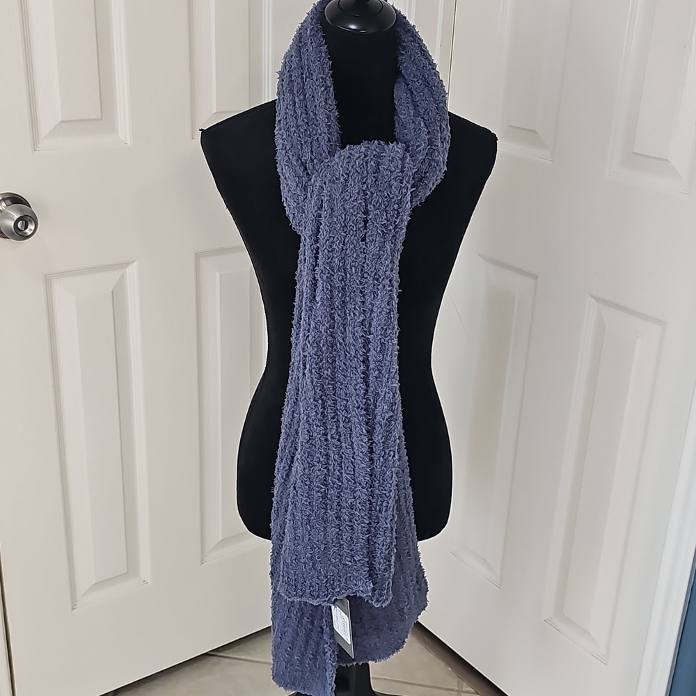 New Nordstrom Rack Solid Cozy Ribbed Textured Muffler Scarf Blue OS - Picture 4 of 9